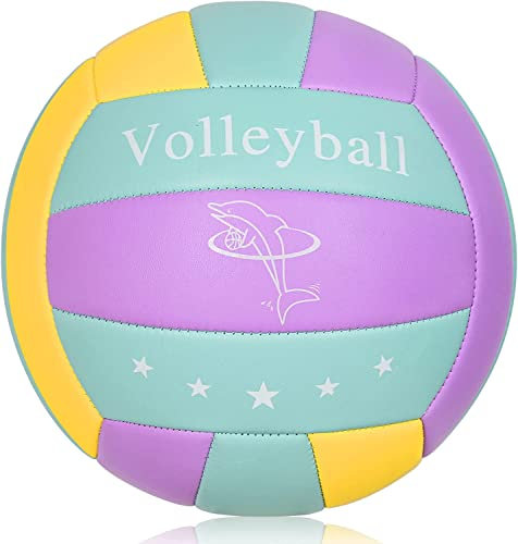 Volleybälle offizieller Größe 5,Indoor Outdoor Beachvolleybälle Weiche Berührung Beach Volleyball für Strand, Garten und Bad Violett Blau