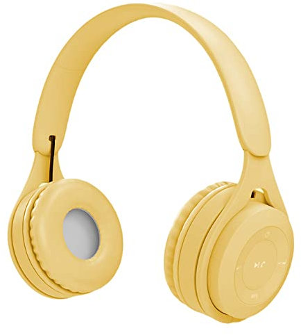 Fiauli Y08 - Cuffie wireless compatibili con Bluetooth, con cancellazione del rumore, universali, per sport, per lettore MP3, PC, telefono, colore: giallo