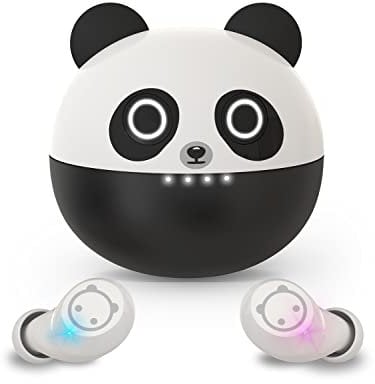 Instiwitt Kids Wireless Earbuds Bluetooth Noise Canceling Earbuds IPX6 Waterproof In-Ear Headphones with Mic Cute Panda Charging Case Deep Bass Touch Control - Black