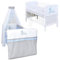 Baby Delux Babybett Komplett Set Kinderbett umbaubar zum Juniorbett weiß 140x70 Prince Bettwäsche mehrteilig (Prince Grey Stars)