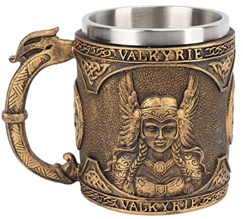 Atyhao Chope à Bière, Résine en Acier Inoxydable Double Couche Motif Pirate Gobelet à Boissons pour Bar