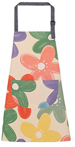 FAIRYGATE Cleaning Apron with Pockets Waterproof Cotton Blend Bib Aprons Adjustable Long Ties Kitchen Cooking for Women Chef Gifts A3916