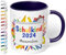 Geschenk zur Einschulung für Mädchen und Jungen: Tasse „Schulkind 2025“ - mit NOTIZBLOCK-Motiv - personalisiert mit Namen für Erstklässler - kleines Geschenk für Schüler 1. Klasse, Kobaltblau