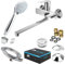 SOTBE Badewannenarmatur mit Handbrause - MESSING - Brausegarnitur - Klassisches Duscharmaturen Komplettset für die Badewanne - Duschsystem Wasserhahn Badewanne – Silber