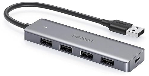 UGREEN CM219-50985B 4-Port USB 3.0 Hub mit Micro-USB-Stromversorgung, Space Grey