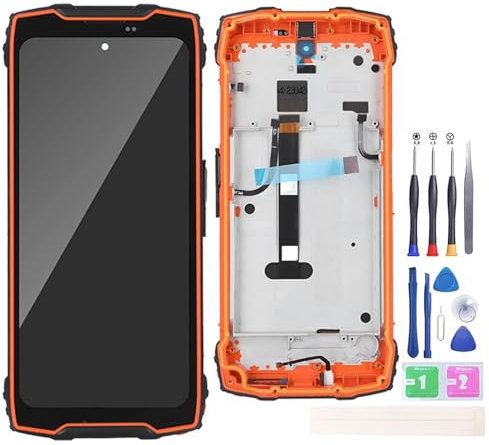 Jinyan Schermo LCD per Black-View BV9300 Sostituzione Completa dell'assemblea del digitalizzatore del Touch Screen del Display LCD (Bordure Orange)