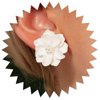 TseenYi Boho Acryl Blume Ohrringe Weiße Blume Ohrstecker Winzige Perle Floral Ohrringe Vintage Geschichtet Blume Acryl Ohrringe Braut Blume Hochzeit Ohrringe Schmuck Für Frauen Und Mädchen