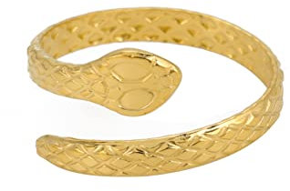TEAMER Schlange Ring Verstellbarer Fingerring aus Edelstahl Wickel-Schlangenring Stapelbarer Ring Punk Schlange Tierschmuck für Frauen (Stil 4 -Gold)