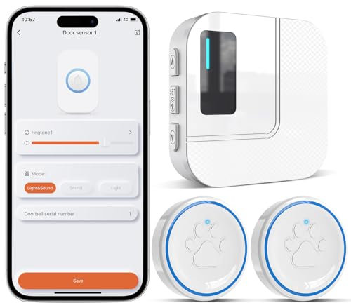 DAYTEE Mobile Türklingel, WiFi Tuya Smart Doorbell, Touch Outdoor Waterproof Doorbell (Weiß 1*Empfänger +2*Sender)