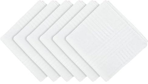 6 Stück Weiße Stofftaschentücher Herren Baumwolle Einstecktuch Weiss 40 x 40 cm Taschentuch aus Reiner Umweltfreundlich Wiederverwendbar Taschentücher Hochzeit Stoff Herren