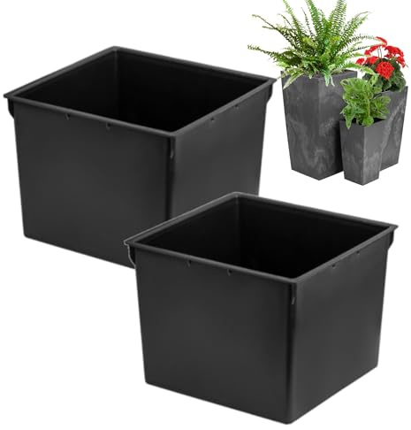 Lot de 2 inserts de pot noirs en plastique de 8 l - Dimensions : 22 x 22 x 17 cm - Hauteur : 42 cm - Facilite le contrôle de la teneur en eau dans le pot
