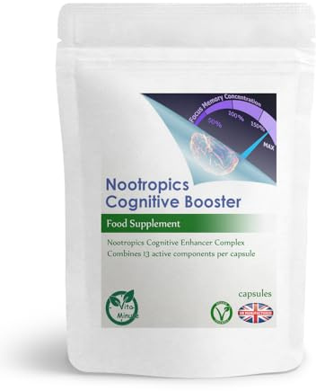 Brain Booster Nootropic Cognitive Complex Capsules | Mental Focus & Concentration | Vegan (Pack of 120)