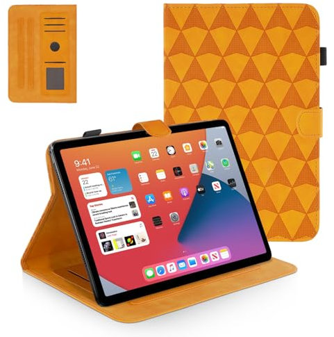 JDUSCCO Tablet Case for iPad 10th Generation,10.9 Inch 2022 Release, Leather Business Cover with Auto Wake/Sleep Function Pocket Pencil Holder Multi-Angle Stand Cover (Orange)