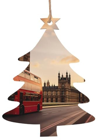 Wooden Christmas Decorations Printed England Symbols Tree Wall Door Christmas Decorations with Uplifting Charm