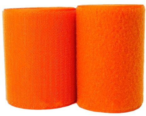 Klettband zum Einnähen, Nylonband zum Befestigen, Klettband for Aufnähen, 100 mm, nicht klebende Rückseite, Nylonstreifen, Stoffverschluss, ineinandergreifendes Klebeband, über 18 Farben(Orange,100MM