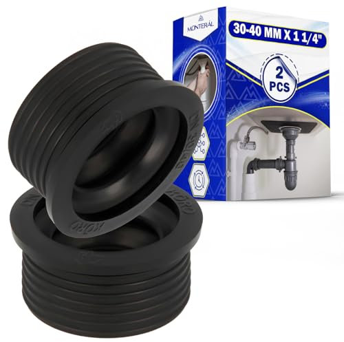 2 Piezas Manguito Sifónico de Goma 30-40 mm x 1 1/4 - Garantía de 10 Años - MONTERAL