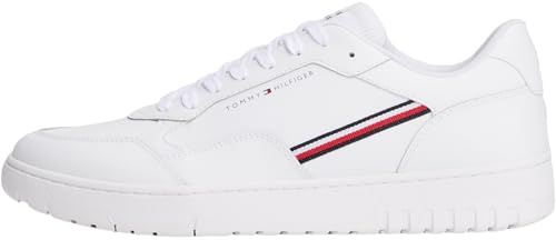 Tommy Hilfiger Men’s Basket Core Stripes Low Top Cupsole Trainers, White (White), 7