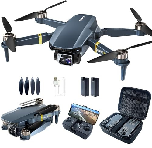 800 Meter Reichweite faltbare Drohne mit Kamera für Anfänger – 60+ Min. Flugzeit, WiFi FPV Quadrocopter mit 4K HD-Kamera, bürstenlosem Motor, Auto-Hover, Auto-Follow (3 Akkus)