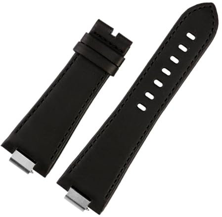 NBCNZCTSAS 1853 Lederarmband mit konvexem Ende, passend for Tissot PRX-Serie, Riemen, T137.407, T137.410, Herrenarmband, Handschlaufe, 26 x 12 mm(B black no clasp)