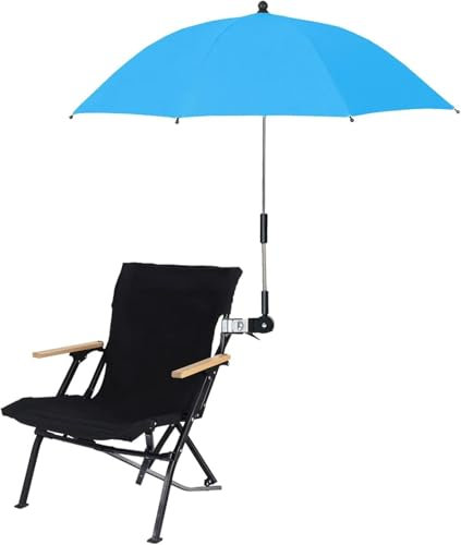 Tragbarer Regenschirm mit Clip, multifunktionaler Sonnenschirm mit starkem Clip für Strandkorb, Kinderwagen, Rollstuhl, Golfwagen, Terrassenmöbel, Sonnen- und Regenschutz, verstellbarer Winkel, blau