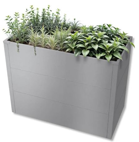 Metzler Hochbeet für den Garten oder Balkon – Stahl in Grau | Witterungsbeständiges Metall-Gartenbeet, Pflanzenbeet, Blumenhochbeet | 100 x 50 x 77 cm