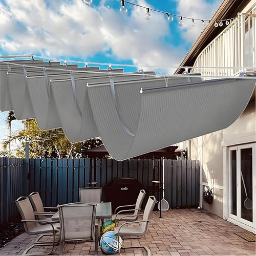 ZYLDDS Voile d'ombrage rétractable,Rétractable Vague Toile-Ombrage,Filet Bâche Ombrage HDPE Respirantavec Kit De Montage,pour pergola/balkon/Jardin,1.6 * 4m