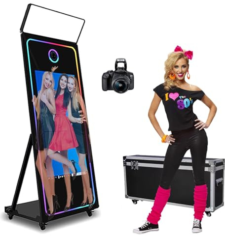 Magic Mirror Photo Booth 43-inch Touch Screen, DSLR Photo Booth Machine with Selfie Square Light RGB Frame Built-in Mini PC Instant Printing for Wedding Events Party (43 Photo Booth+ Camera)