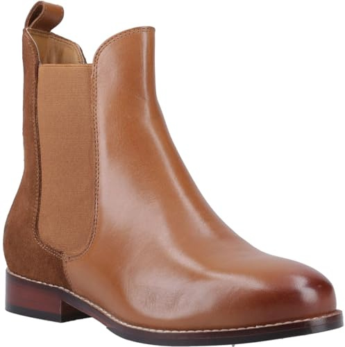 Hush Puppies Colette Leather Women's Tan Wide Fit Flat Chelsea Boots - UK 6