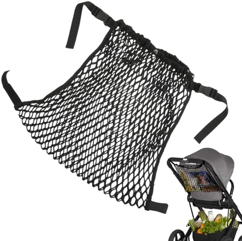 Kinderwagentasche, Polyester-Netz-Aufbewahrungstasche, verstellbare Windelaufbewahrung, Organizer mit Netz, für Lebensmitteleinkauf, Regenschirm, Einkaufswagen, Outdoor-Reisen