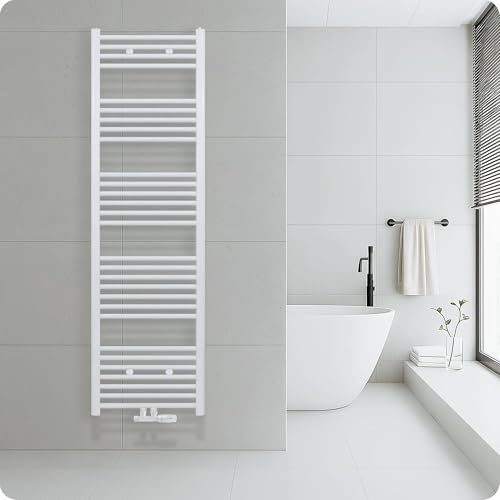 Belvit Badheizkörper, 1700x500 mm, 771 Watt, Mittelanschluss, Nabenabstand 50 mm, Qualitätsstahl, Weiß, wandhängend, wasserbetrieben, Badheizkörper, Heizkörper, Handtücher