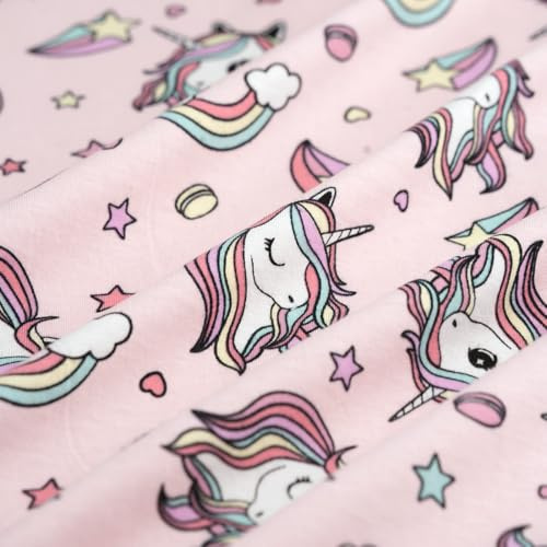 Jersey-Stoff Unicorn Rosa 160cm Breite Öko-Tex - 100% Baumwolle - Stoffdichte : Mittel 160 g/m2-160 cm Breite - Meterware