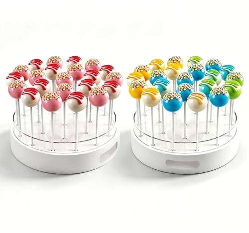 Cake Pop Ständer - 2 Stück Acryl Lollipop Ständer - 22 Löcher Transparenter Cake Pops Halter zum Dekorieren und Präsentieren von Lollipops Perfekt für Kindergeburtstag Hochzeit Partydekoration
