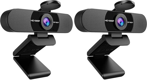 EMEET Full HD Webcam - C960 1080P Webcam mit Objektivabdeckung & Dual Mikrofon, 90 ° Streaming Kamera mit Automatische Lichtkorrektur, Plug & Play, für Linux, Win10, Mac OS (Packung mit 2)