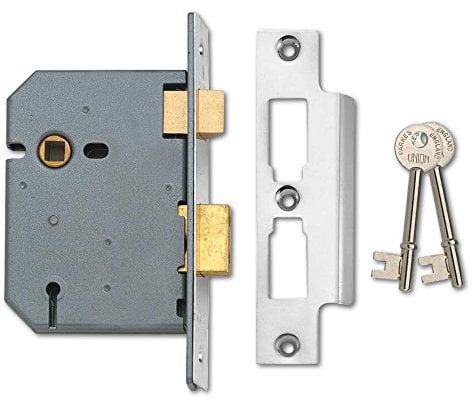 Union Locks 2277 3 Lever Mortice Sash Lock 77.5mm - Satin Chrome (Visi Pack)