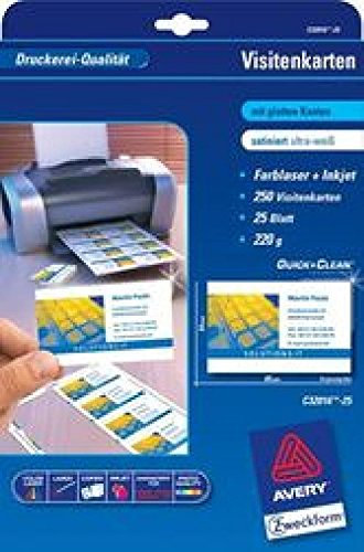 Avery Zweckform BBMBD-Edition Visitenkarten weiß 220g 85x54mm satiniert 25Bl=250 Karten
