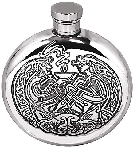 English Pewter Company 6oz Round Celtic Pewter Hip Flask [SF248]