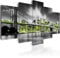 B&D XXL - Wandbilder XXL Skyline Manhattan 200x100cm 5 tlg - Wand Deko Leinwand Bilder Groß Wanddeko Wohnzimmer Schlafzimmer Kunstdrucke - New York City in der Nacht Panorama