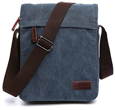 LOSMILE Bolsos Bandolera de Hombres, Bolso de Hombro la Lona, Bolsas Mensajero para Tablet, Trabajo y Escuela. (M-Azul)