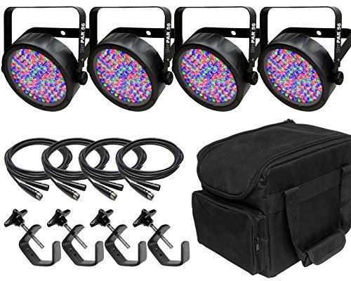 Chauvet SlimPar 56 LED Par Wash Light Bundle inkl. DMX Kabeln, Tragetasche & Klemmen