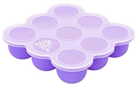 ARSUK Baby Food Freezer Pots with Lids - 9x75ml Food Grade Silicone Weaning Containers - BPA-Free, Leakproof, Stackable & Reusable - Safe for Freezer & Dishwasher