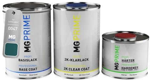 MG PRIME Autolack Dose Set für Lamborghini 0047 Flip Flop Bleu Pearl Basislack 2K Klarlack Härter spritzfertig 2,5L