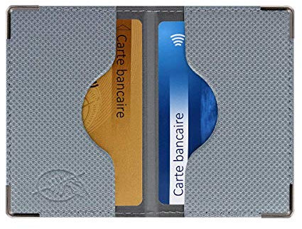 Color Pop® Etui 2 Cartes bancaires blindé (Anti-RFID) - Fabrication française - Protection des données bancaires (Argent - PVC Silver) - 9,7 x 6,5 x 0,5 cm