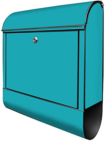 banjado® Design Briefkasten mit Türkis 38,5x46,5x13cm & 2 Schlüssel - Briefkasten Stahl schwarz mit Zeitungsfach pulverbeschichtet - Postkasten A4 Einwurf inkl. Montagematerial