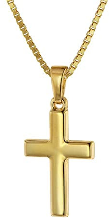 trendor Kreuz für Kinder 18 mm Gold 333/8 K + vergoldeter Silberkette für Jungen und Mädchen, Halskette mit Kreuz-Anhänger, Geschenkidee 75421-38 38 cm