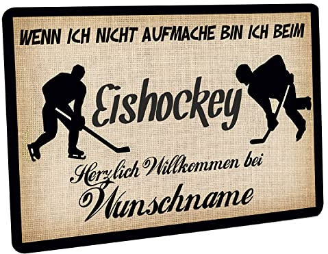 Crealuxe Personalisierbare Fußmatte - Wenn ich Nicht aufmache Bin ich beim Eishockey - Türmatte mit Wunschtext, Name oder Motiv – rutschfest – 60x40 cm – Türvorleger für Innen & Außen – Einzug