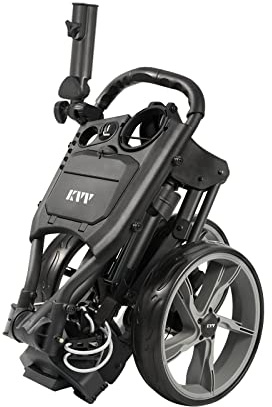 KVV 3 Wheel Foldable/Collapsible Golf Push Cart Ultra Lightweight Smallest Folding Size, New-Version Scorecard Holder Umbrella Holder Included