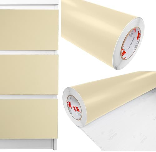 DecoMeister Möbelfolie selbstklebend 100x300 cm | Einfarbig Klebefolie für Möbel | Klebefolie Möbel - einfache Anwendung, ideal für die Renovierung von Küche oder Bad | Möbelfolie | Beige Matt