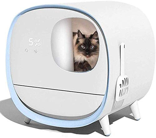 SXZZ Inteligente Automático Arenero Gatos, Inodoro Automático para Gatos, Inducción Limpieza Rotativa Cat Robot Litter Caja De Arena Autolimpiante,Azul