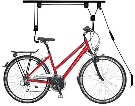 Relaxdays Portabici da Soffitto Fino a 20 kg, Appendi Bicicletta con Catenella, Garage & Cantina, Ganci Salvaspazio,Nero
