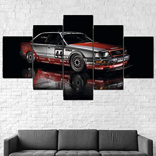 5 Stück Drucke Auf Leinwand Gedruckt Malerei Wohnzimmer Wand Kunst Leinwand V8 Quattro 1990 Rennwagen Poster Bild XXL Wohnzimmer Wohnkultur Kreatives Geschenk (Gerahmt)